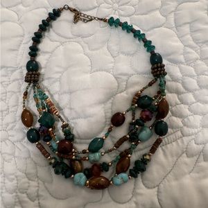 Dark green, Aqua and brown necklace